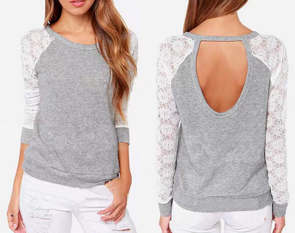 Lace Patchwork Raglan Sleeve T Shirt