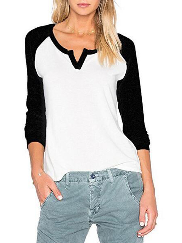 Classical Look Long Sleeve Color Contrast Shirt