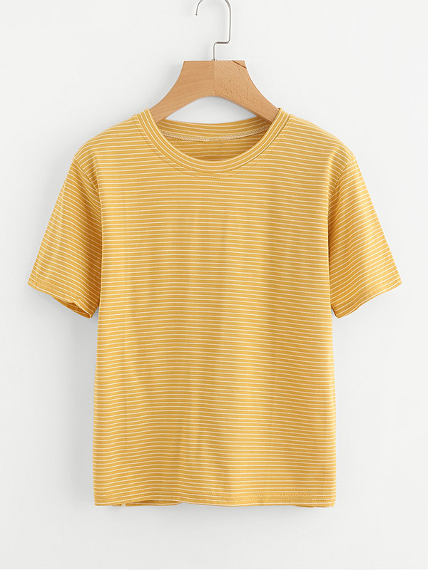 Casual Crew Neck Stripe t Shirt