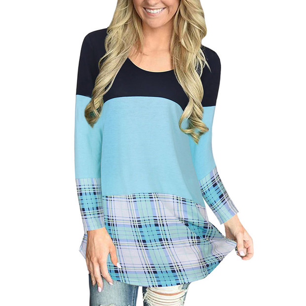 Color Block Plaid Patchwork T Shirt Design