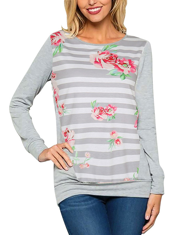 Euro Floral Patchwork O Neck Cheap T Shirt