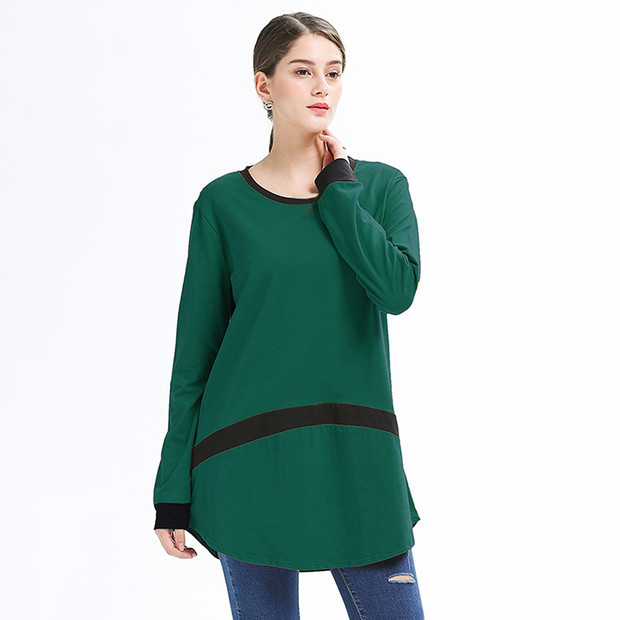 Color Block O Neck Long Sleeve T Shirt Design