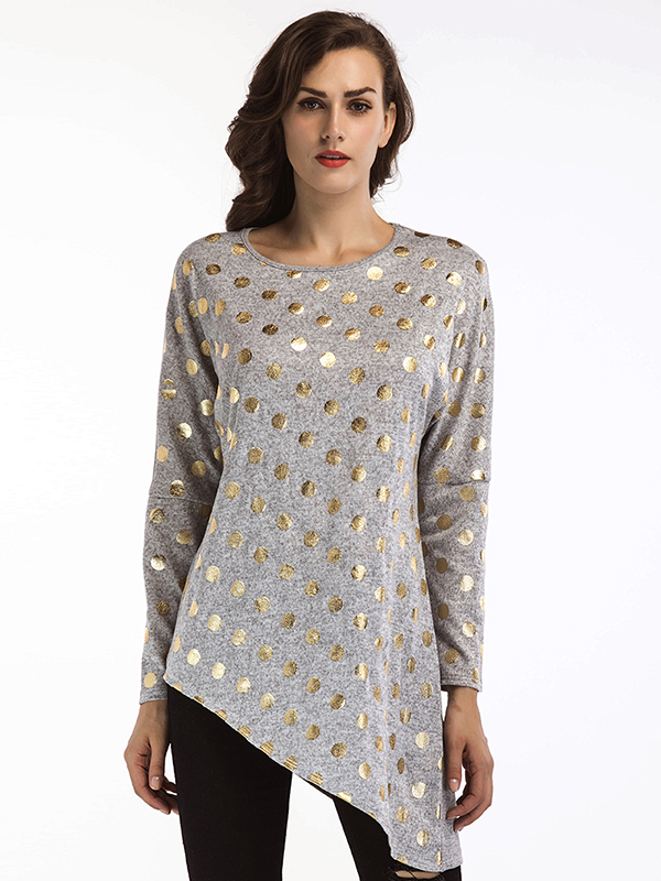 Brightly Dots Long Sleeve Asymmetric Top