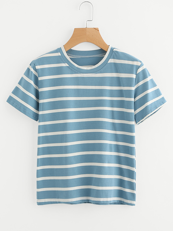 O Neck Stripe Short Sleeve T-shirt