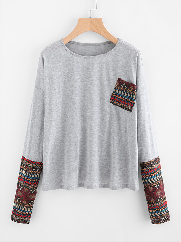 Ethnic Prints Long Sleeve T-Shirt For Woman