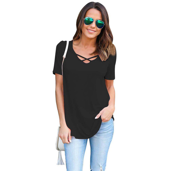 Simple Design Solid Loose Short Sleeve T Shirt