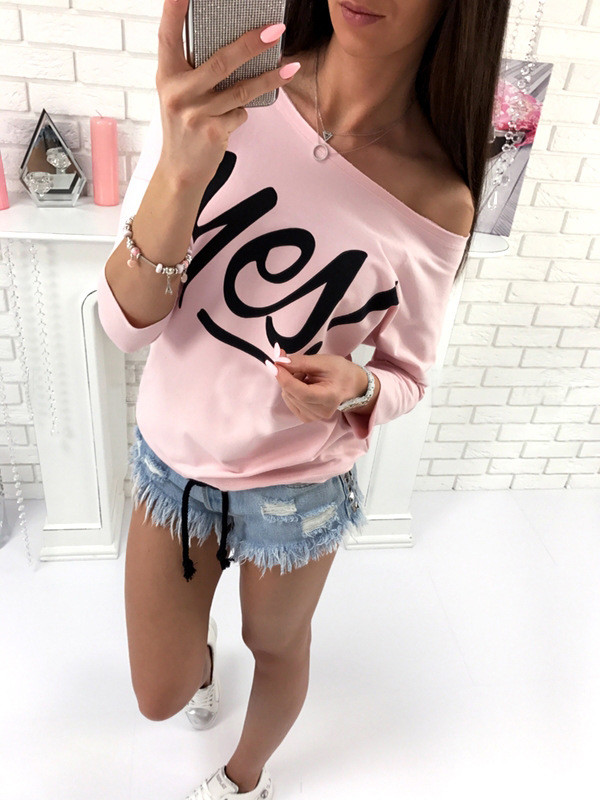 Casual Off Shoulder Letter Printing Shirt