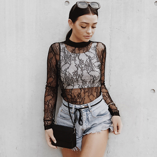 Sexy Latest Floral Lace Perspective Top