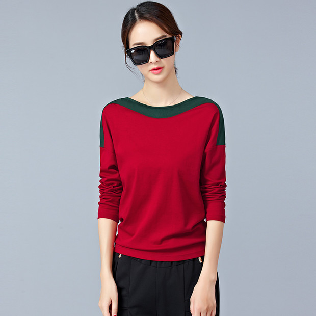 Casual Crew Neck Color Contrast Shirt