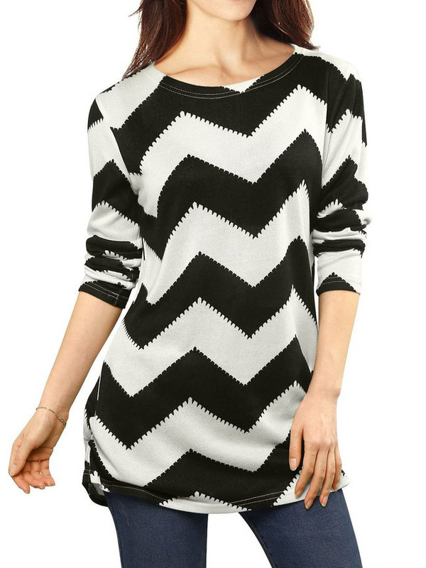 Wavy Grain Long Sleeve Women T Shirt Design