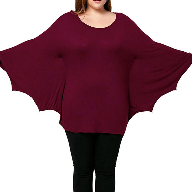 Casual Crew Neck Bat Sleeve Loose Shirt