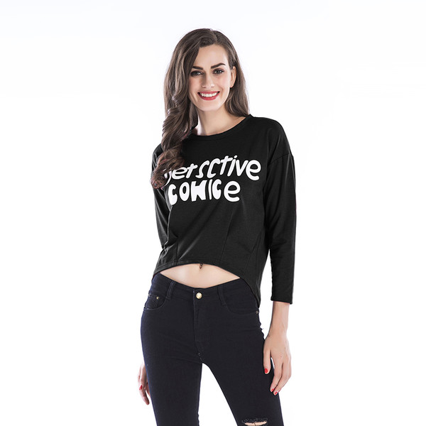 Hot Sale Letter Cropped Long Sleeve Tee