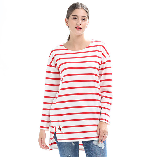 Casual High Low Striped Long T Shirt Design