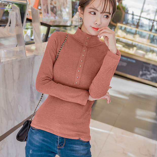 Simple Design High Neck Beading Shirt