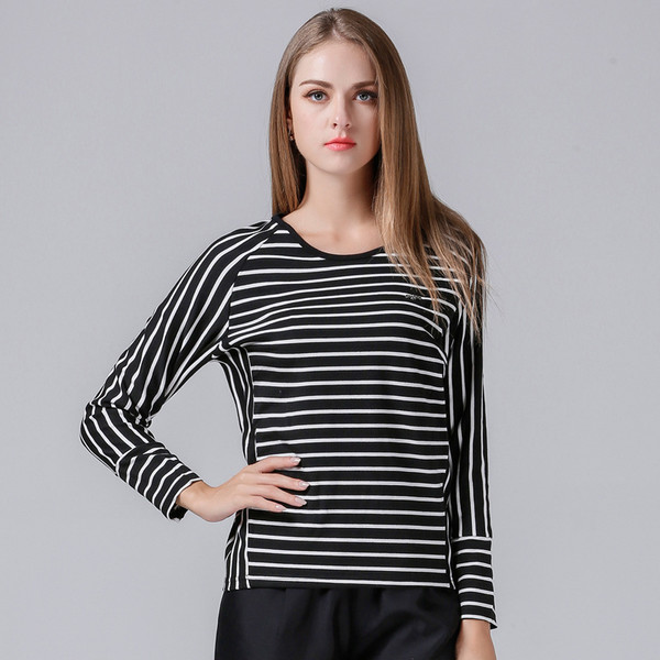 Hot Selling Black White Striped Basic T Shirt