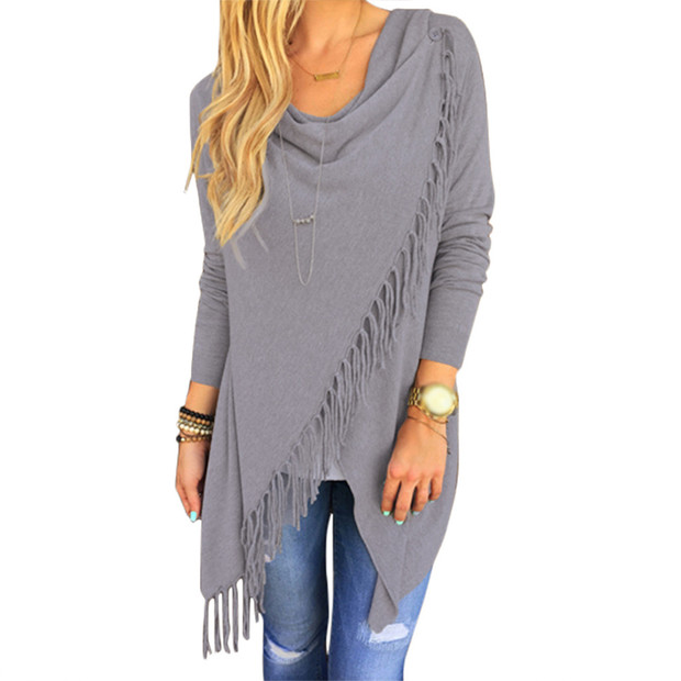 Stylish Solid Split Tassel Long Shirt