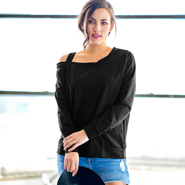 Simple Design One Shoulder Solid Loose Shirt